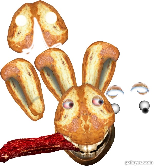 Creation of Bread Bunny Eating Brains: Step 14